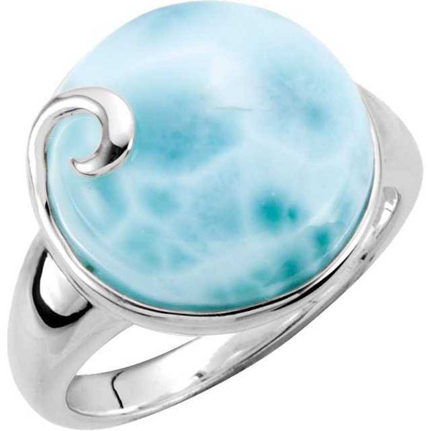 Larimar (pectolite) sterling silver ring