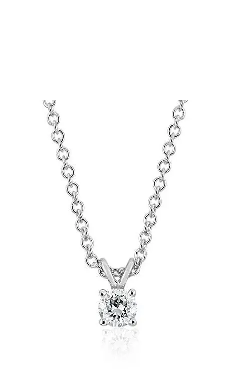 Diamond Solitaire Pendant in 14k White Gold Blue Nile