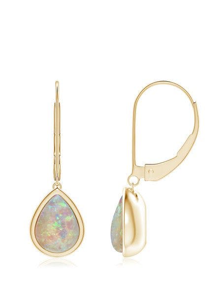 Pear-Shaped Opal Solitaire Drop Earrings Angara