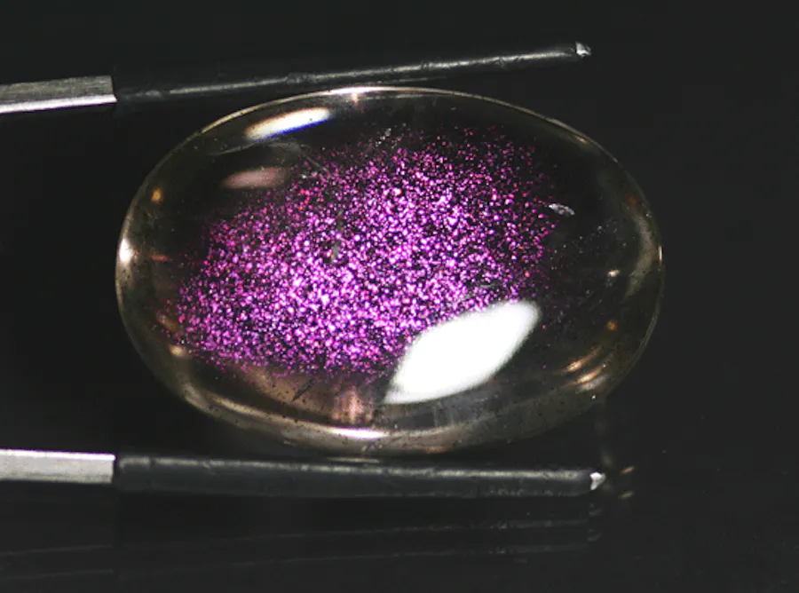 Pink Fire quartz with pink flash - quartz with covellite