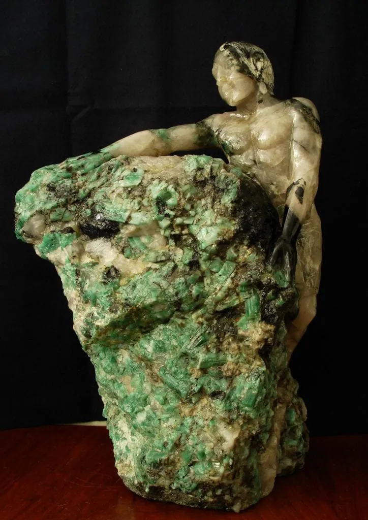 emerald and quartz sculpture - emerald symbolism