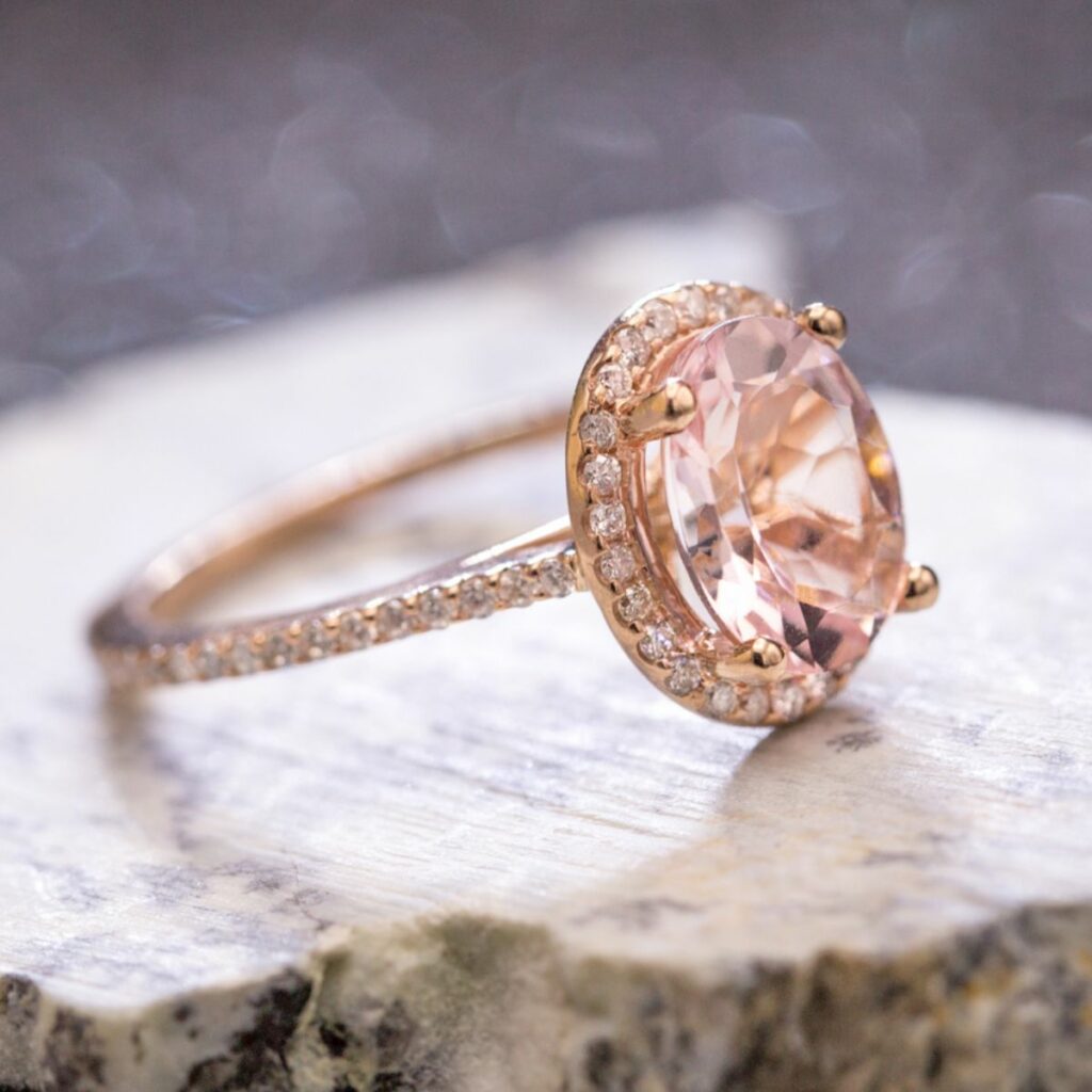 morganite and diamond engagement ring