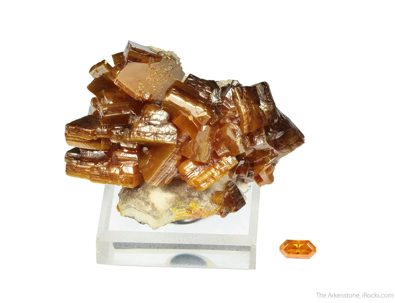 rough and cut set, wulfenite - Mexico