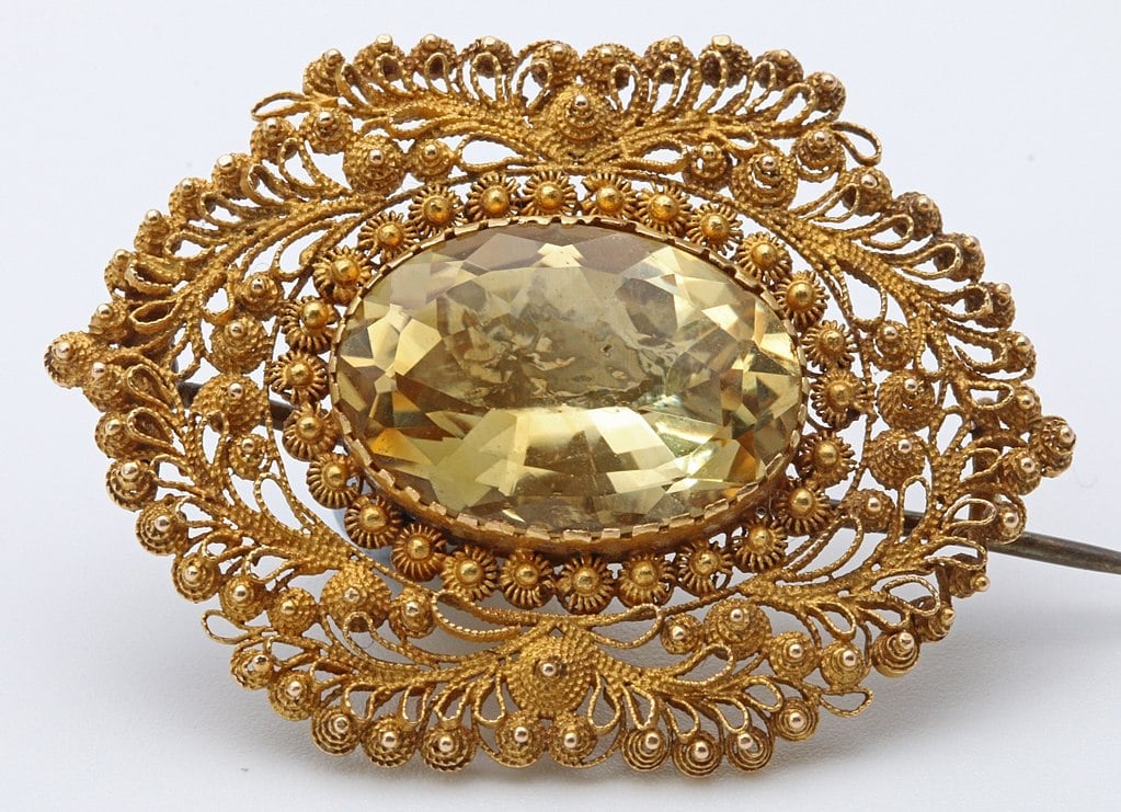 19th century citrine brooch