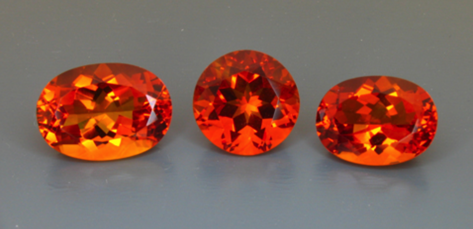 red-orange faceted citrine gems