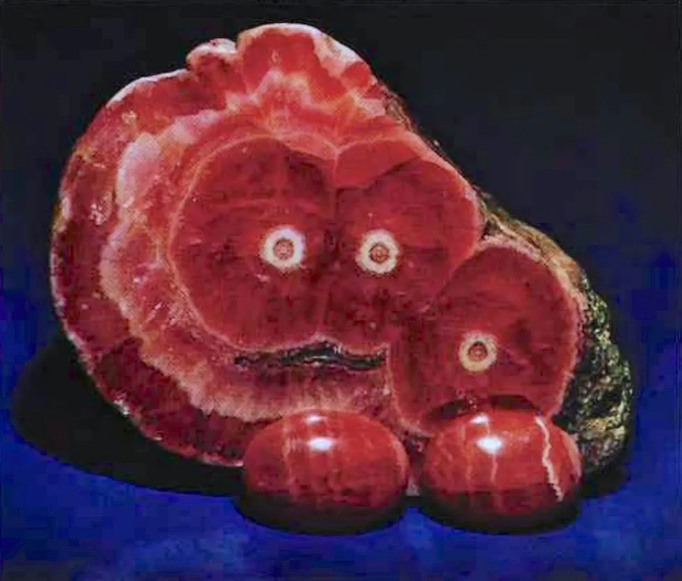rhodochrosite - stalactite and cabochons
