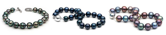 Natural and irradiated black pearls