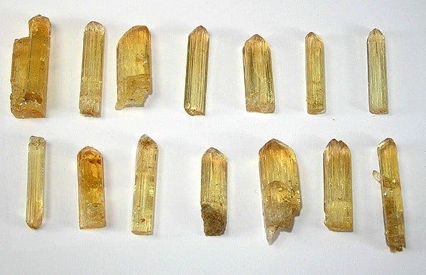 rough topaz crystals - standard brilliant cut
