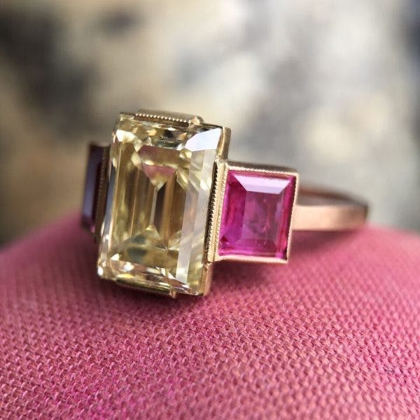 fancy-colored yellow diamond buying - Diamond_3.75-Emerald-Fancy-Yellow-Ruby