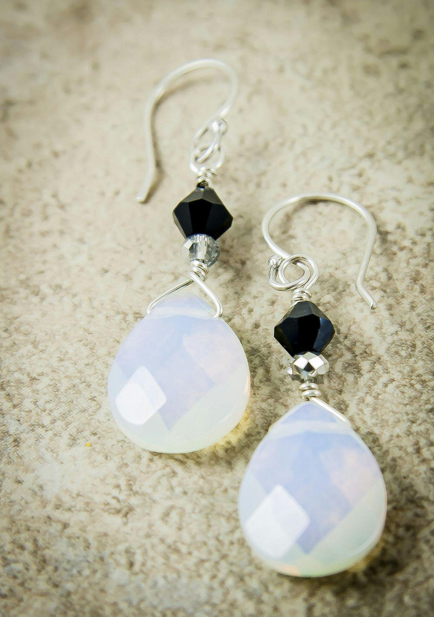 moonstone buying - opalite earrings