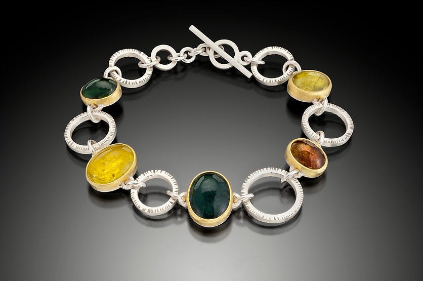 bracelet with tourmalines of several colors