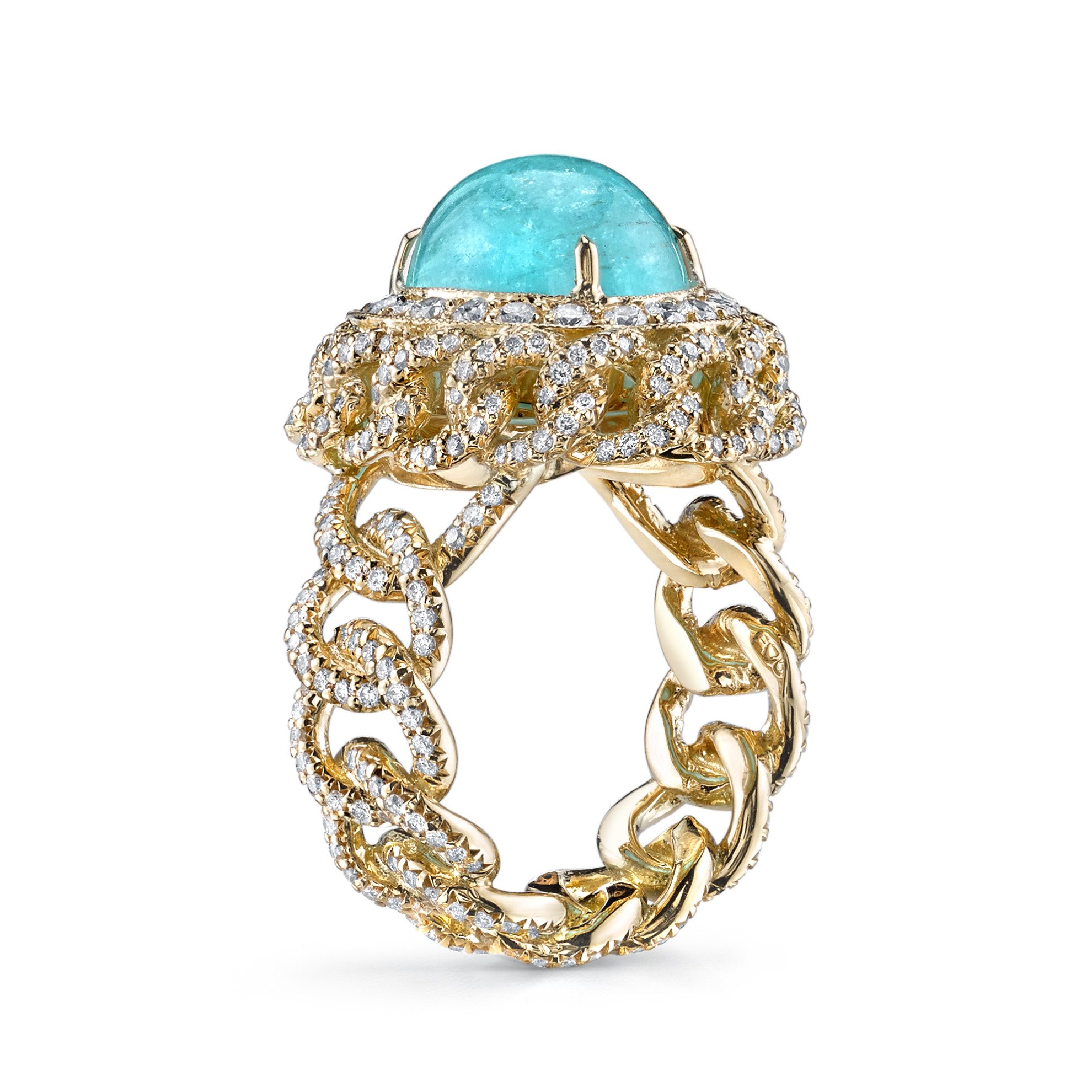 Paraiba tourmaline buying guide - Chain Ring (Brazilian Paraiba)- Side