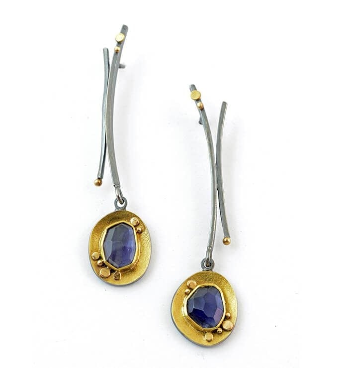 iolite buying guide - rose cut iolite earrings