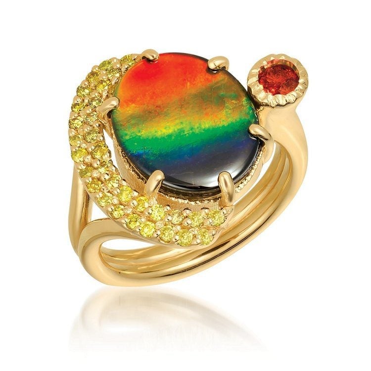 ammolite buying guide - sunrise ring