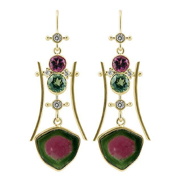 watermelon tourmaline earrings