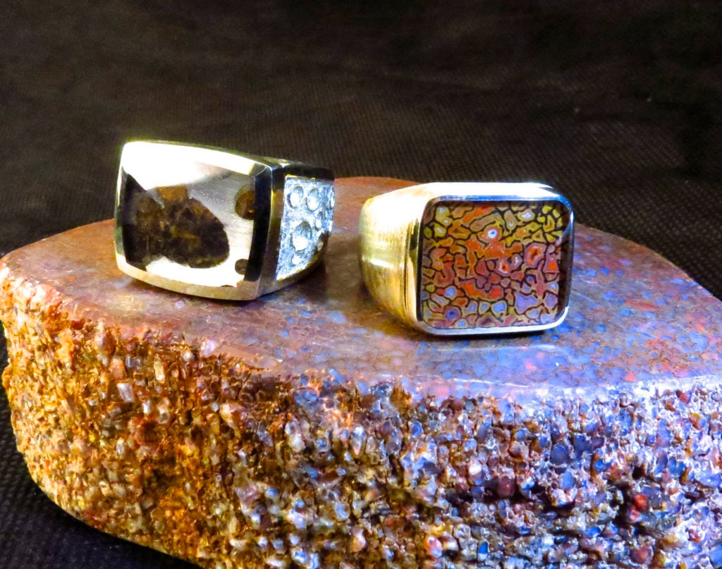 unique gem materials for jewelry design - gembone and meteorite rings