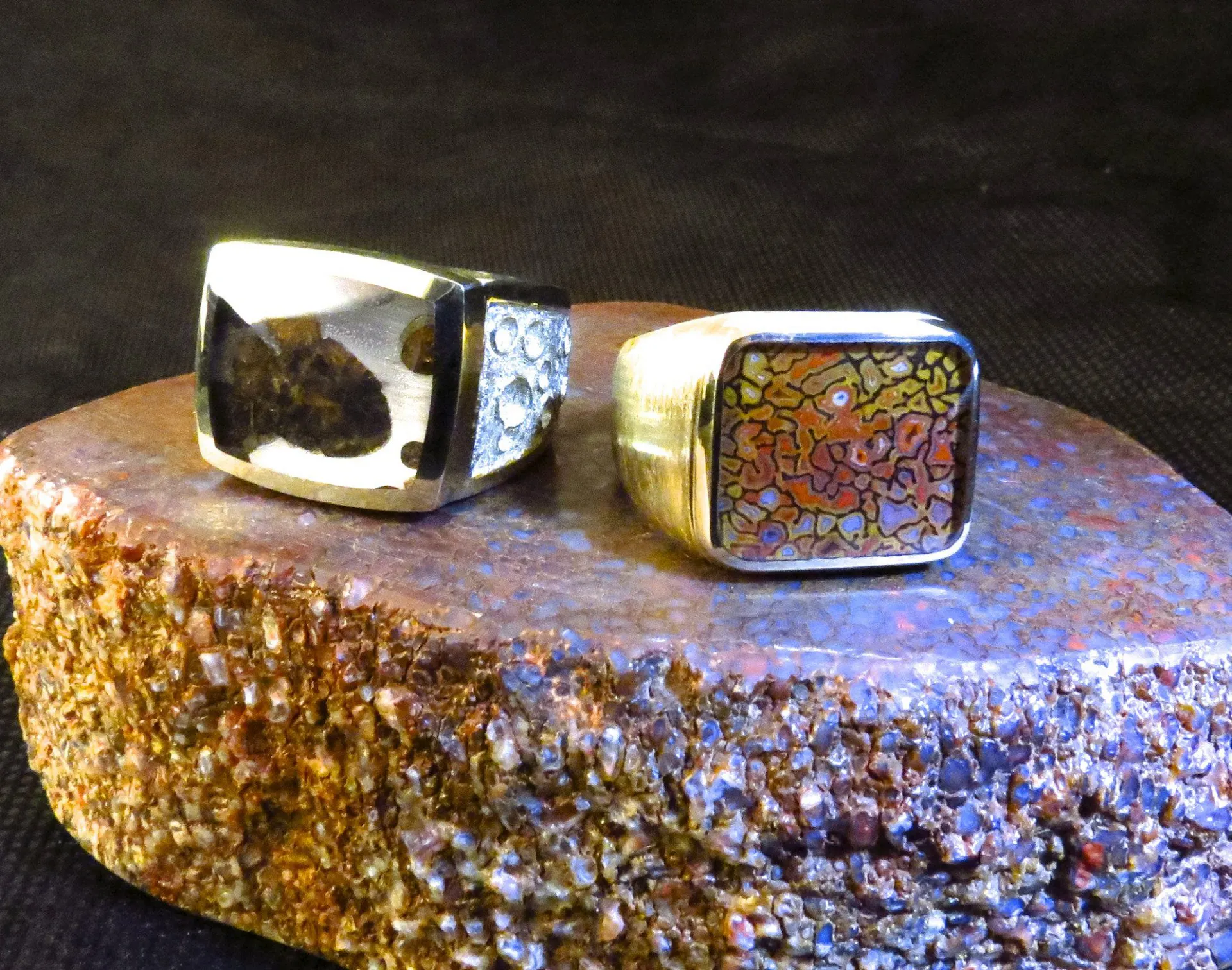 unique gem materials for jewelry design - gembone and meteorite rings
