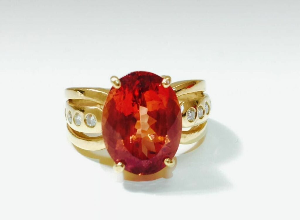 hessonite and diamond ring