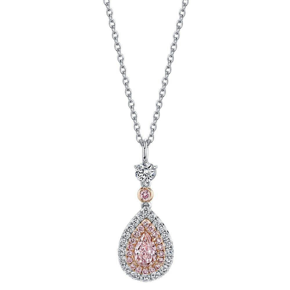 fancy colored pink diamond buying guide - 0.52ct pear shape pink diamond pendant