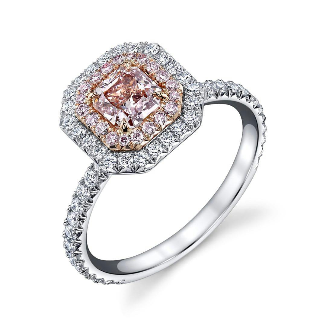 fancy colored pink diamond buying guide - 0.71ct radiant pink diamond ring