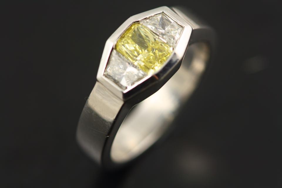 fancy intense yellow diamond ring