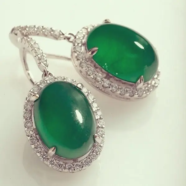 Jade and Diamond Earrings