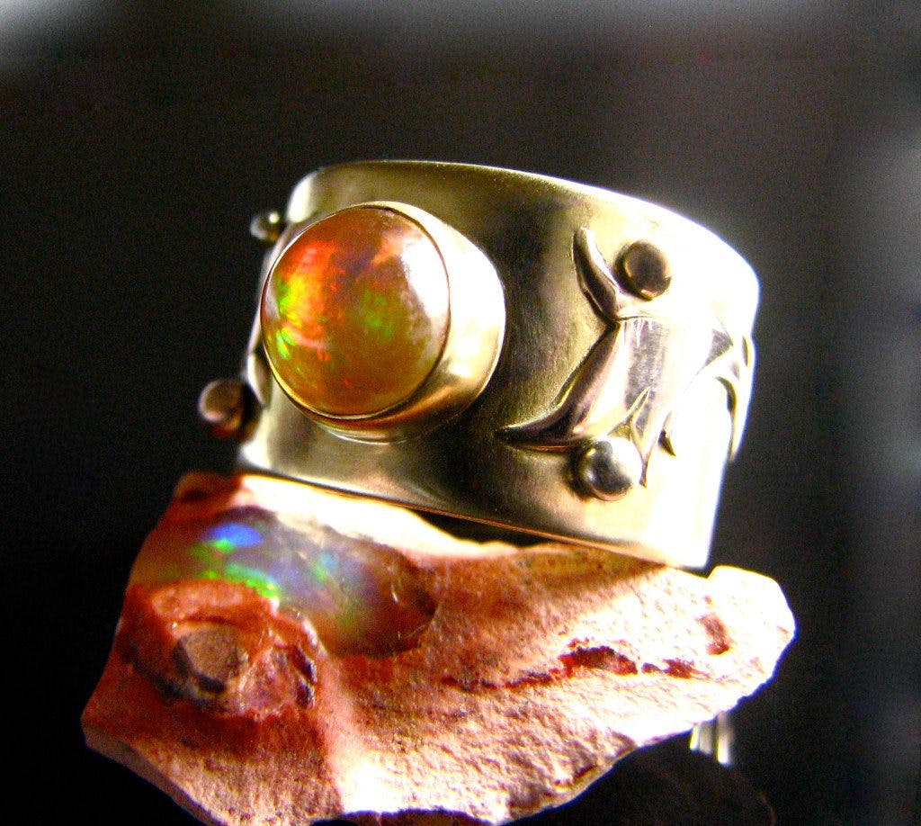 yellow gemstones - fire opal ring