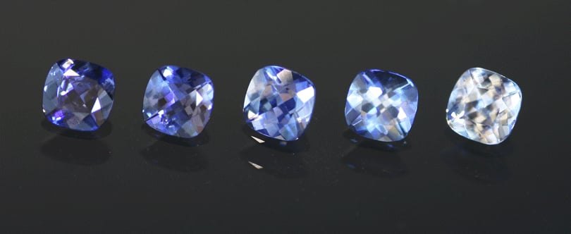 fancy gem cuts - cushion-cut benitoites