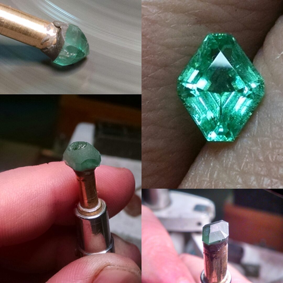 faceting process - Ethiopian emeralds