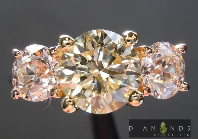 diamond color - engagement ring with U-V color diamonds