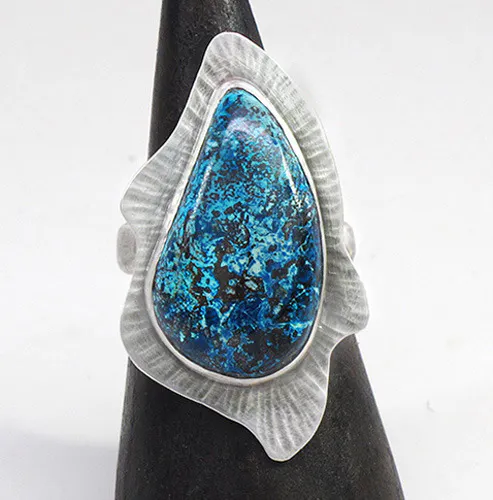 blue gemstones - shattuckite ring
