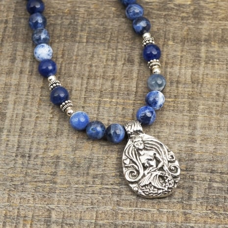 mermaid necklace sodalite beads