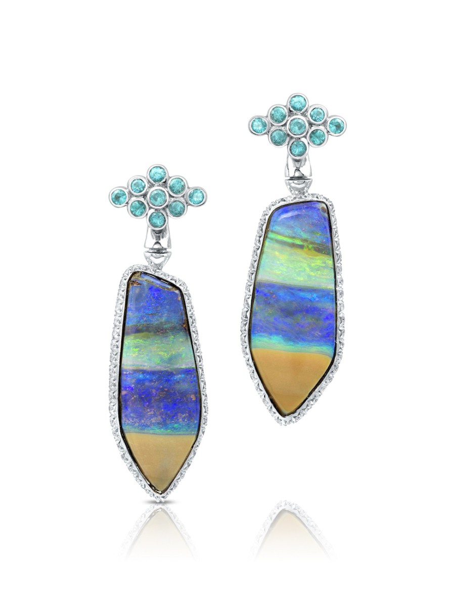 gem trends - reversible opal earrings, front