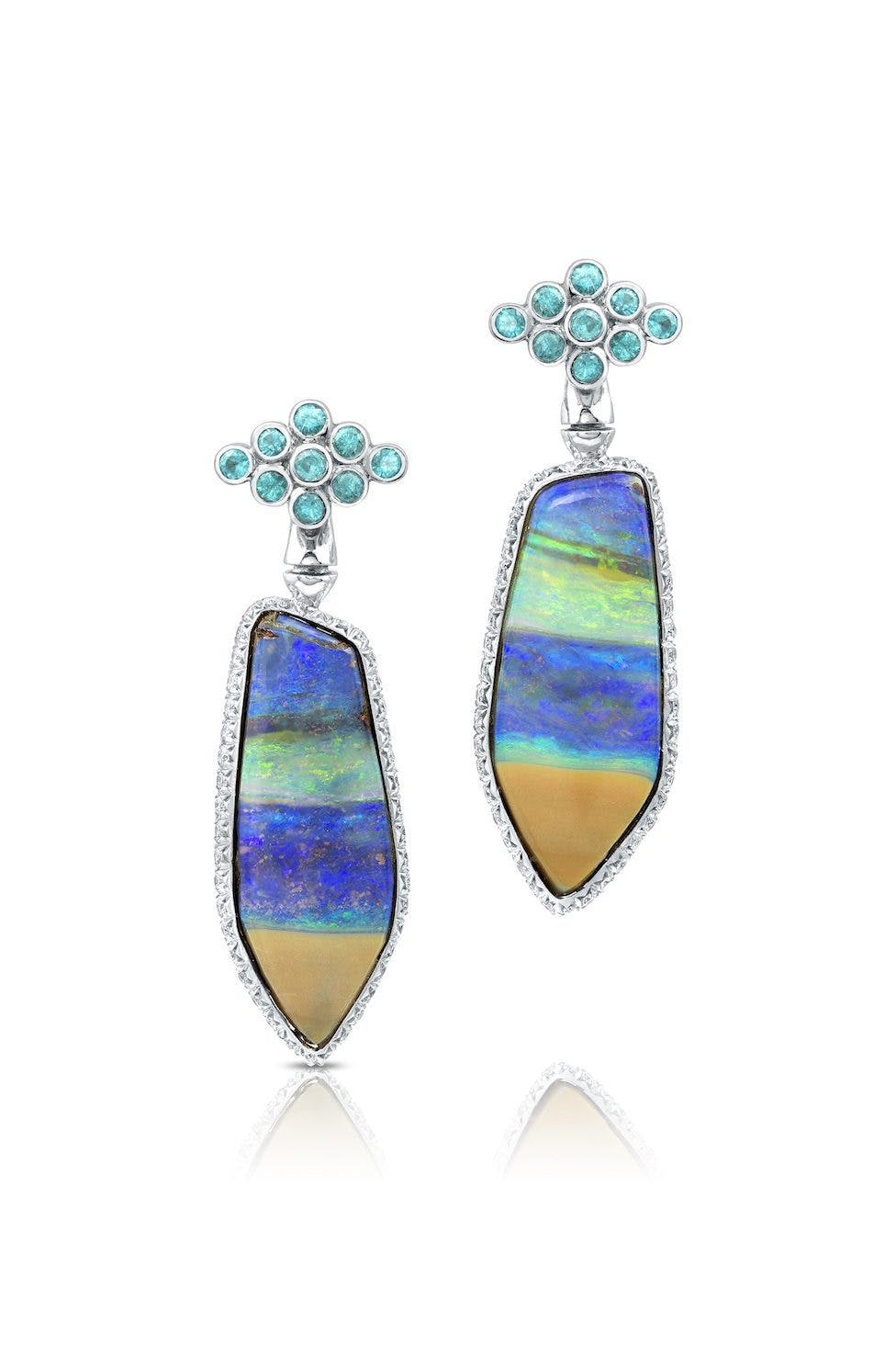 gem trends - reversible opal earrings, front