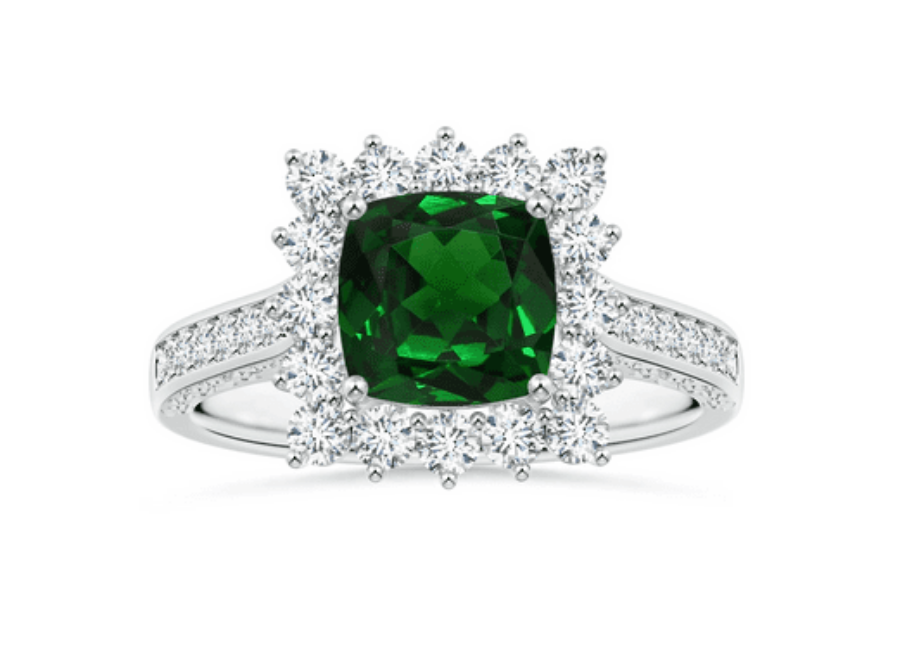 GIA-Certified-Princess-Diana-Inspired-Cushion-Tsavorite-Halo-Ring-with-Scrollwork-Angara