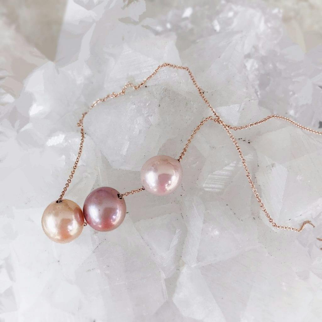 peach, pink, and white pearls - pearl engagement ring stones