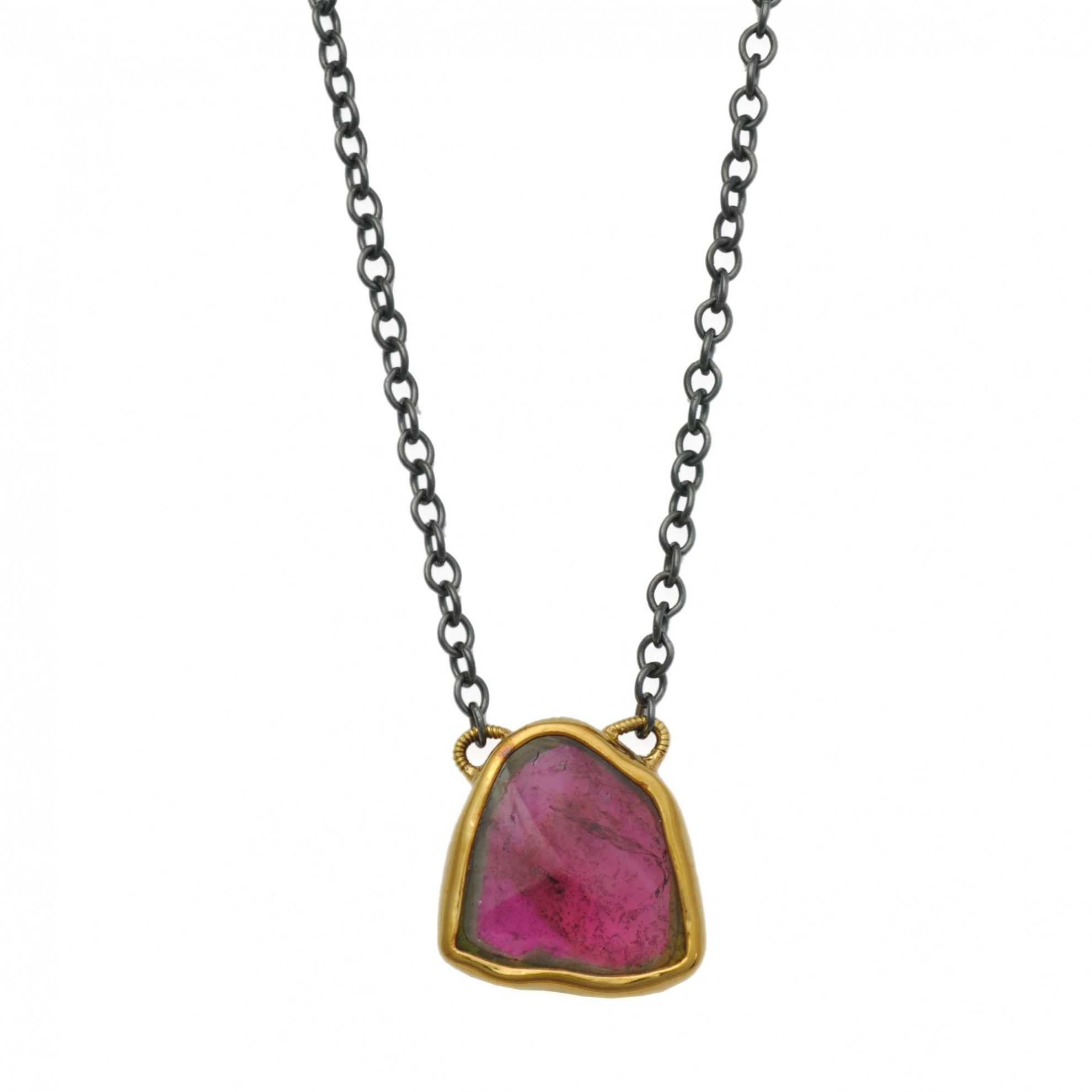 watermelon tourmaline buying guide - sugarloaf cabochon pendant