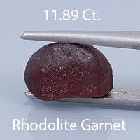 Rough version of Emerald Cut Rhodolite Garnet