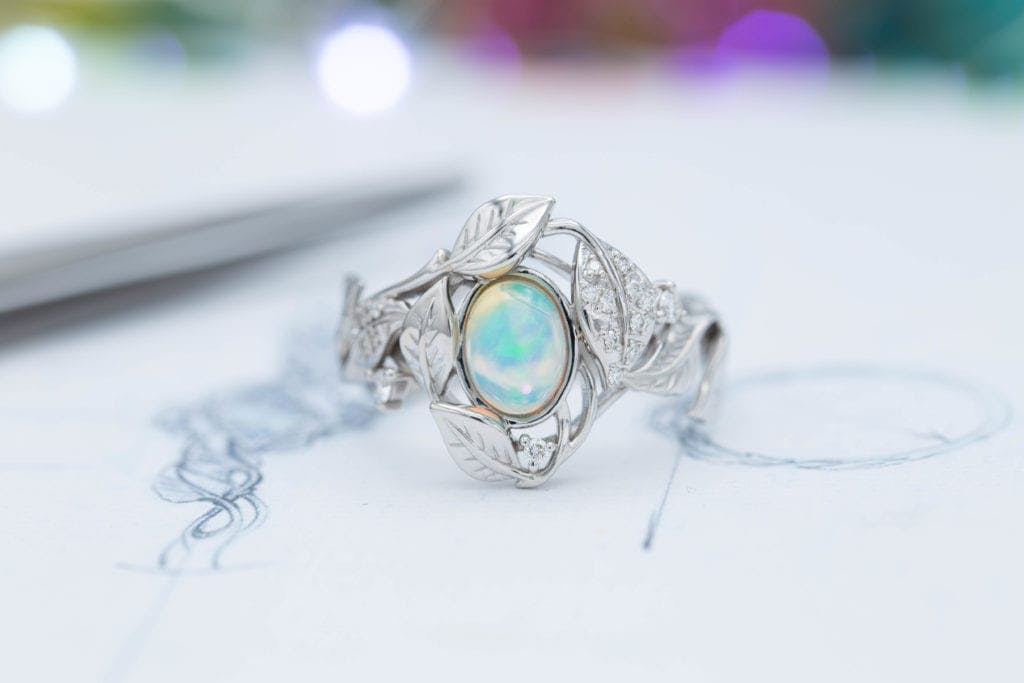 Ethiopian white opal - opal engagement ring stone