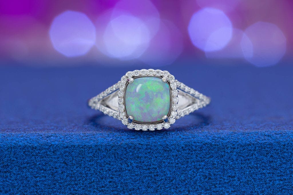 custom-cut white opal - opal engagement ring stone