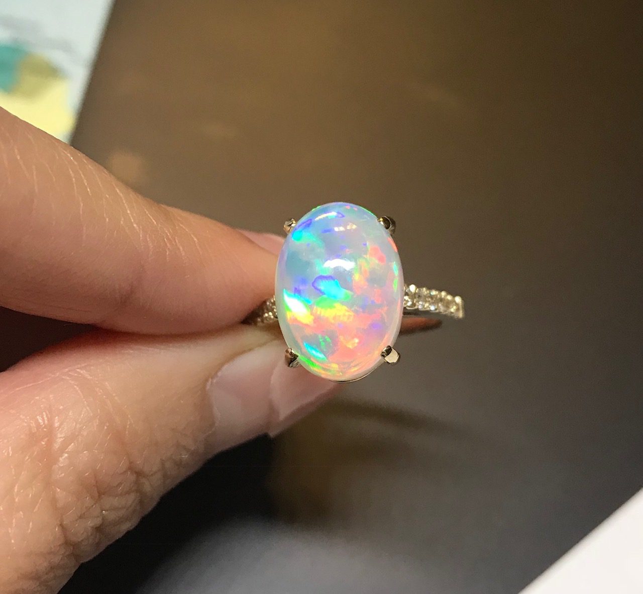 crystal opal ring - opal engagement ring stone