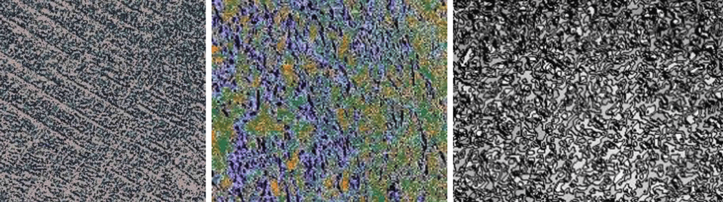 lapidary technology history - Micro-photos showing the complex structure of the surface of the BATT, BA5T, and Darkside Laps. Photos courtesy of Gearloose, Ltd.