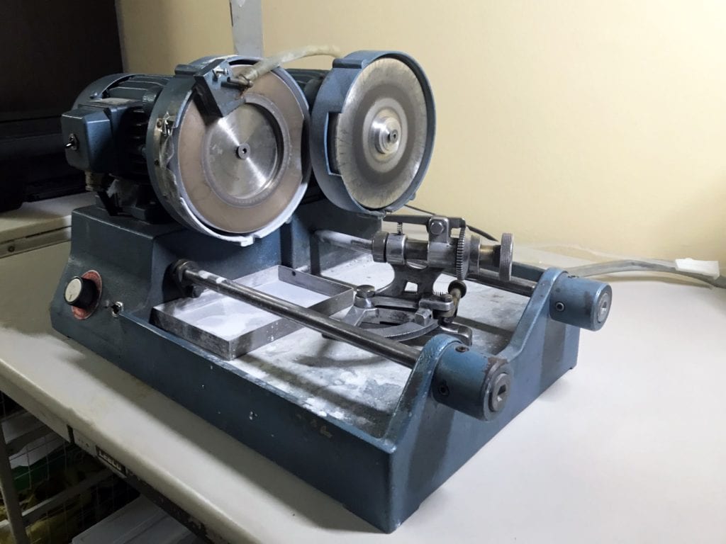 lapidary technology history - Bunter Machine with Dual Cutting and Polishing Wheels. Photo by Justin K Prim