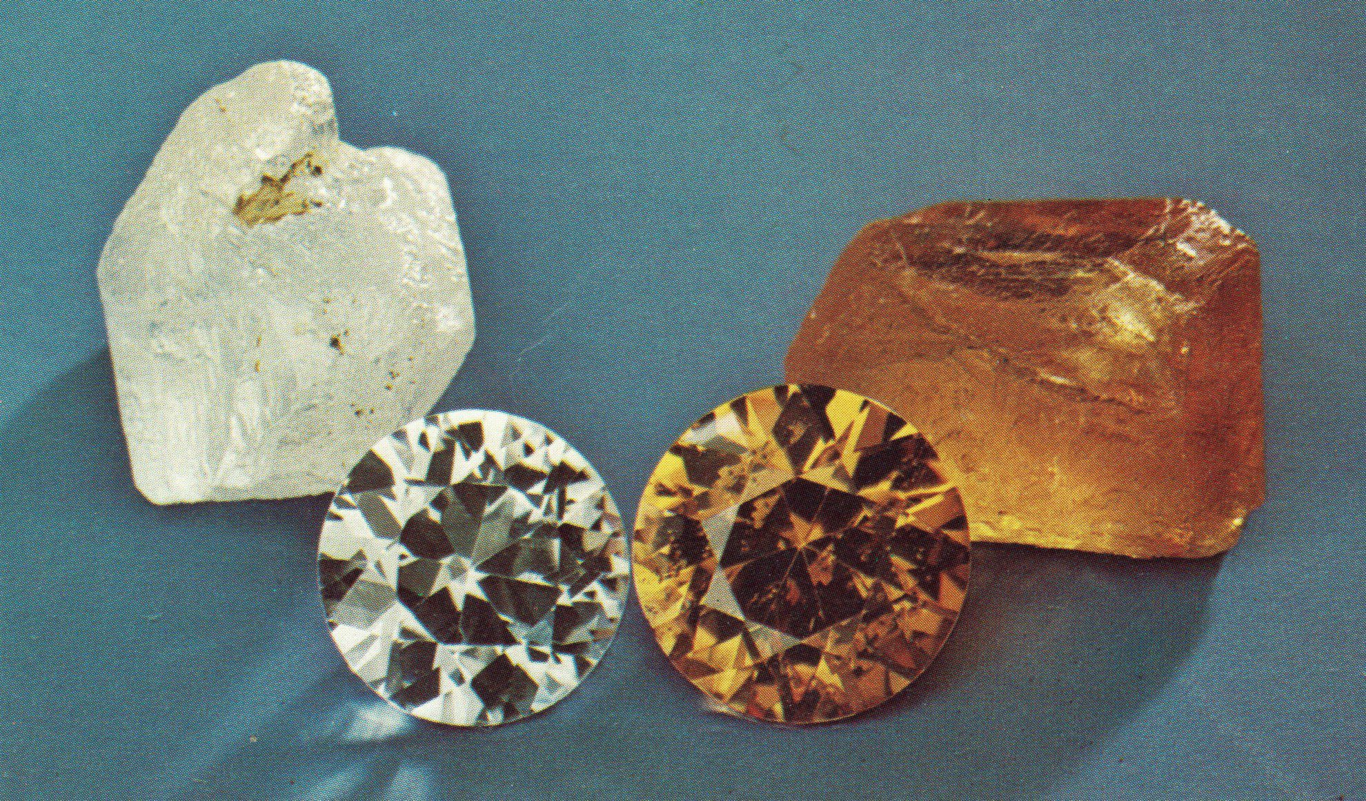 rough and faceted scheelites - California and Mexico