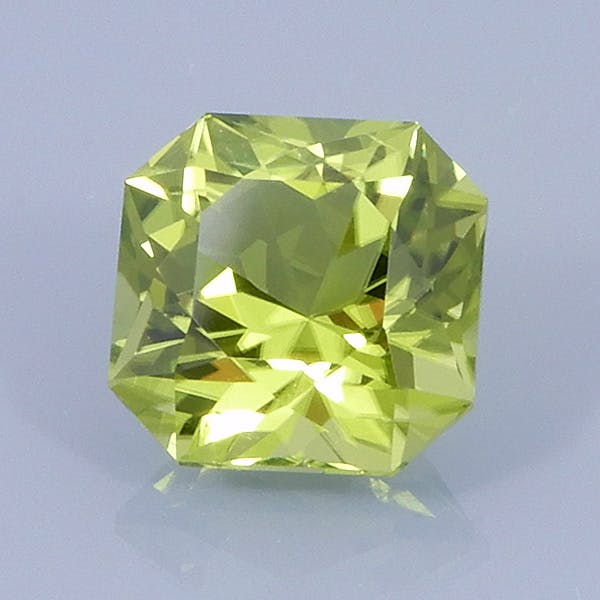 Finished version of Fancy Square Brilliant Cut Peridot
