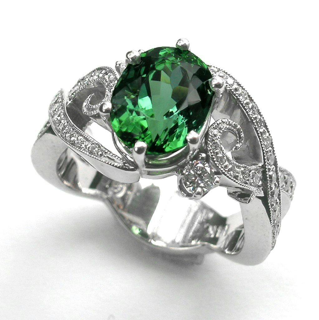 conflict-free diamonds - green tourmaline ring
