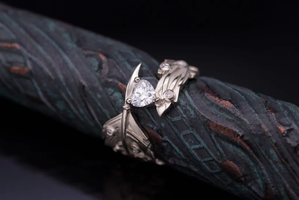 diamond shape - tattoo-inspired heart shaped diamond engagement ring