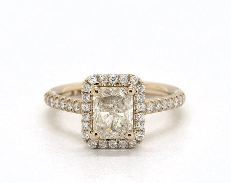 diamond shape - radiant diamond halo engagement ring