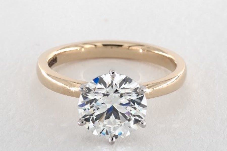 d color flawless diamond guide - yellow gold solitaire engagement ring with white gold prongs
