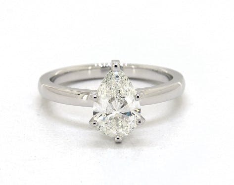 pear-shaped diamond guide - H color pear in white gold solitaire engagement ring